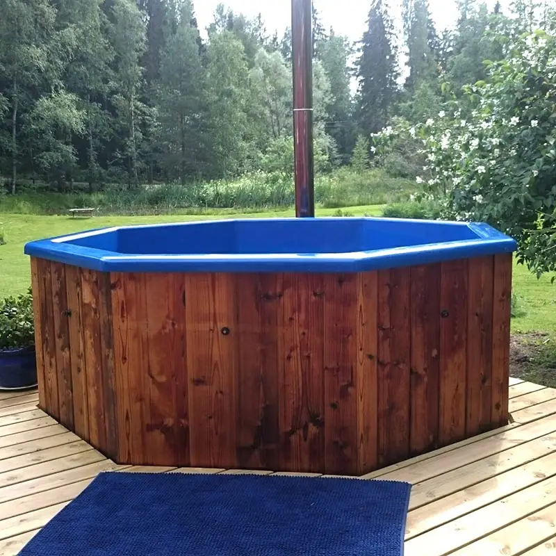 Badezuber 6 Personen Blau Natur