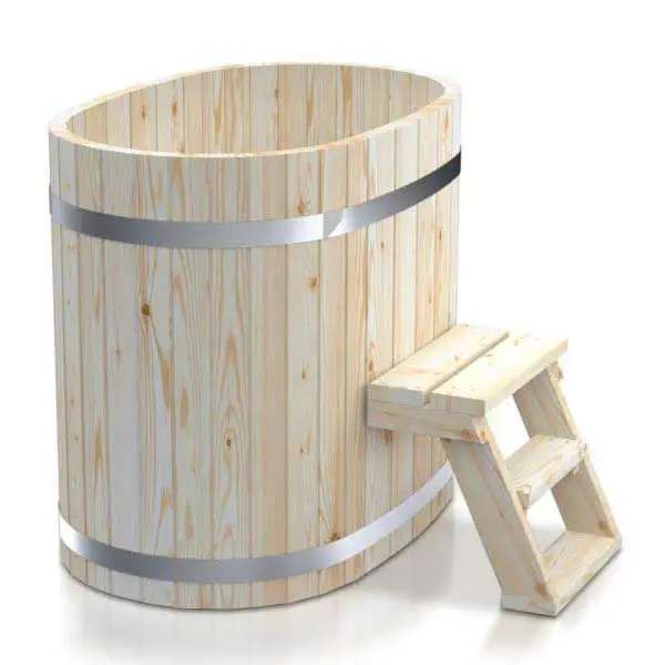 Holzbadefass Oval ohne Ofen mit Treppe