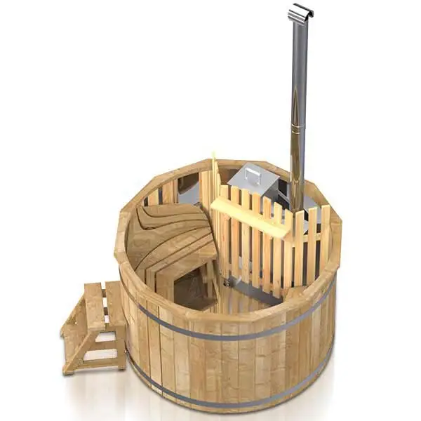 Holzbadezuber Innenofen mit Edelstahl