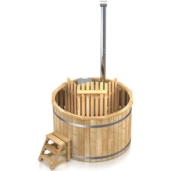 Holzbadezuber Innenofen mit Treppe