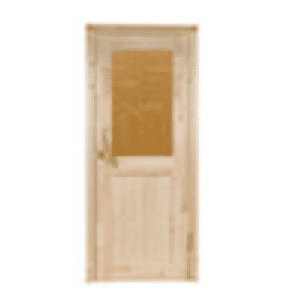 getöntes Glas in der Holztür