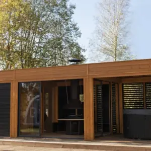 Sauna mit Grill Seitenansicht