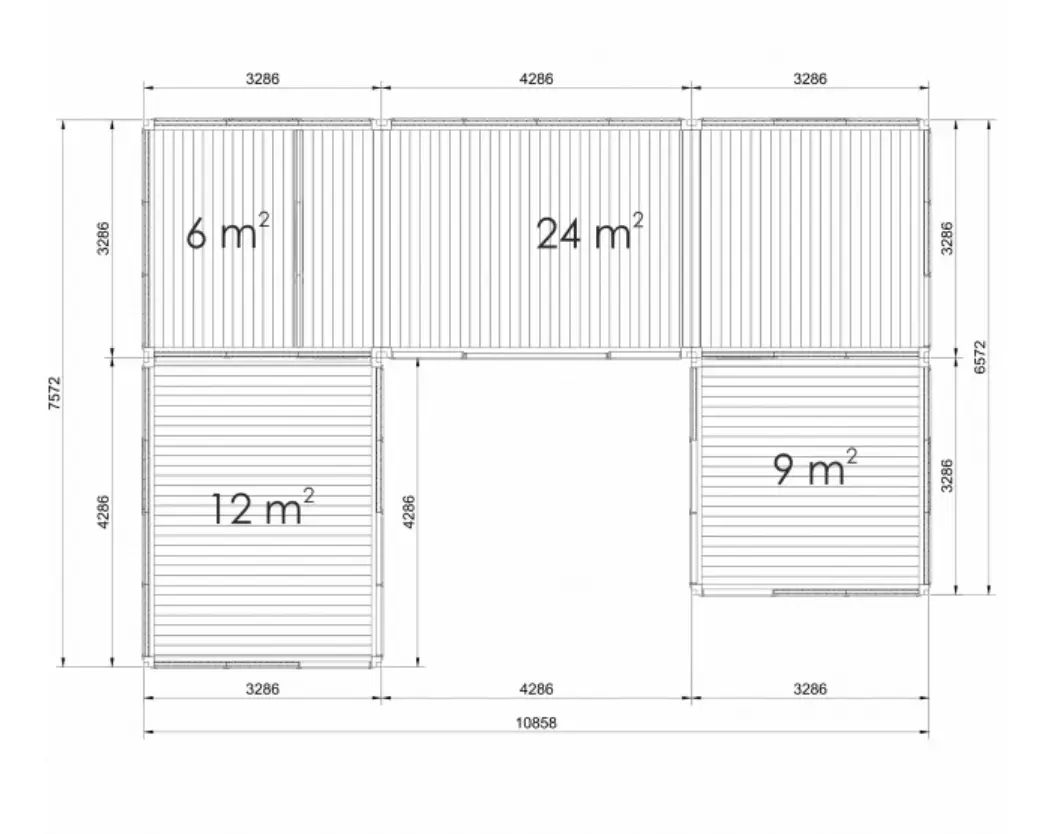 Tiny Haus 51qm U-Form Raumaufteilung