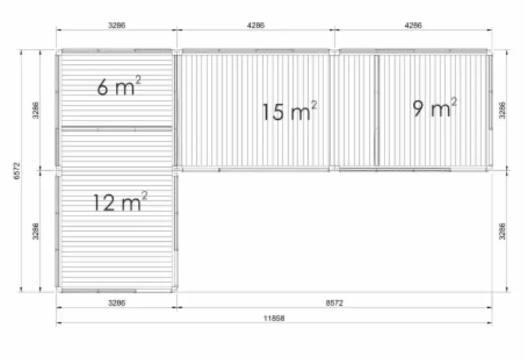Tiny Haus 42qm L-Form Raumaufteilung