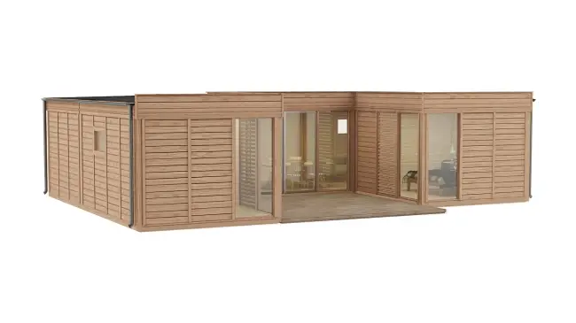 Tiny Haus 51qm U-Form Freigestellt Seite li