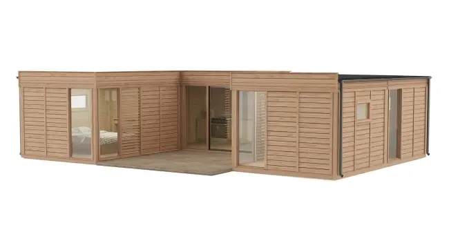 Tiny Haus 51qm U-Form Freigestellt Seite re