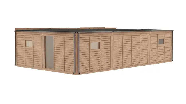 Tiny Haus 51qm U-Form Freigestellt Hinten