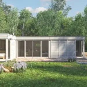 Tiny Haus 42qm L-Form Außenansicht