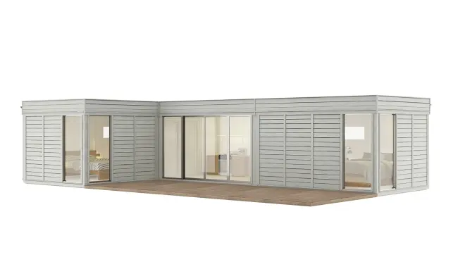 Tiny Haus 42qm L-Form Freigestellt Außenansicht
