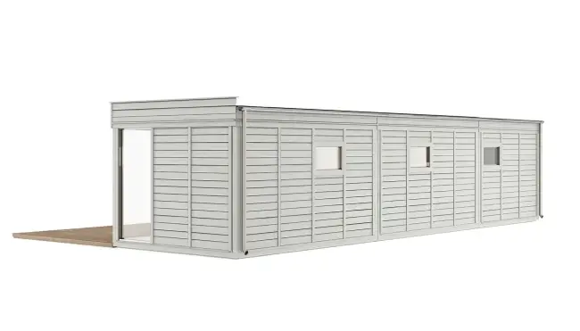Tiny Haus 42qm L-Form Freigestellt Außenansicht Rückansicht