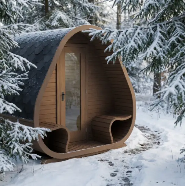 Camping Pod Oval im Schnee